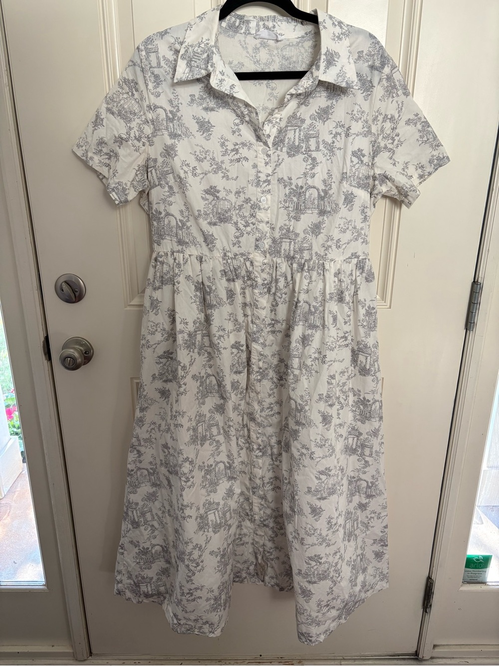 Worth Collective Cottagecore Prairie White and Gray Toile Dress Size 1XL